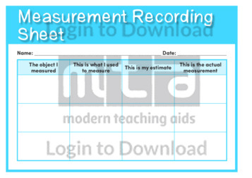 Measurement Recording Sheet Template