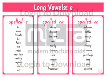 Long Vowels: e