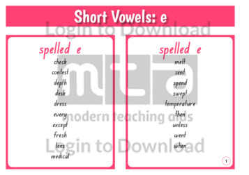 Short Vowels: e
