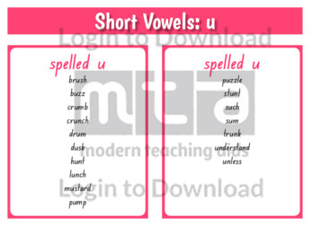 Short Vowels: u