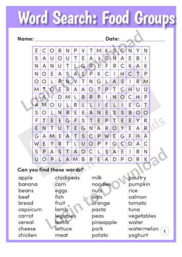 Word Search: Food Groups