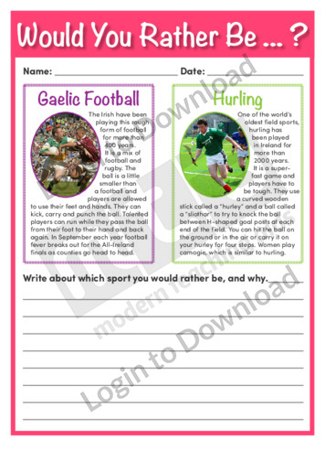 Would You Rather Be…? Gaelic Football or Hurling