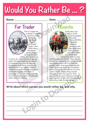 Would You Rather Be…? A Fur Trader or a Mountie