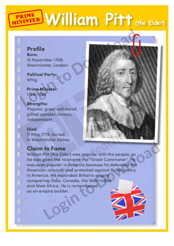 Prime Minister: William Pitt the Elder