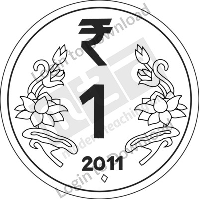 India, ₹1 Coin B&W