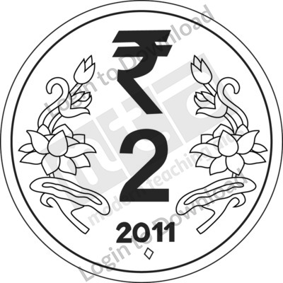 India, ₹2 Coin B&W