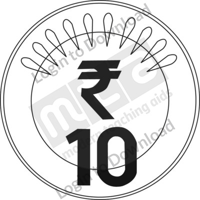 India, ₹10 Coin B&W