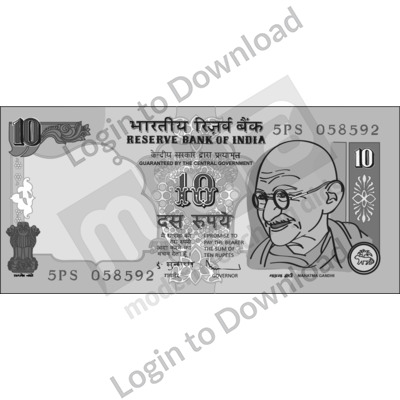 India, ₹10 Note B&W