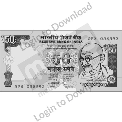 India, ₹50 note B&W