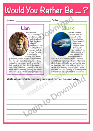 Would You Rather Be…? Lion or Shark