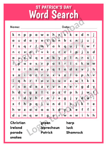 St Patrick’s Day Word Search
