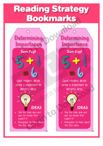 Reading Strategy Bookmarks: Determining Importance