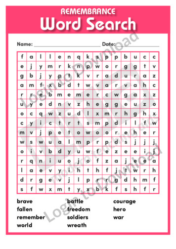 Remembrance Word Search