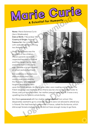 Marie Curie: A Scientist for Humanity