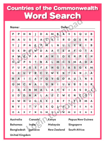 Countries of the Commonwealth Word Search