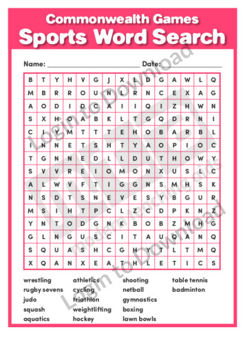 Commonwealth Games Sports Word Search