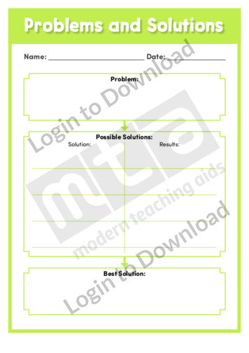 Problems and Solutions Graphic Organiser